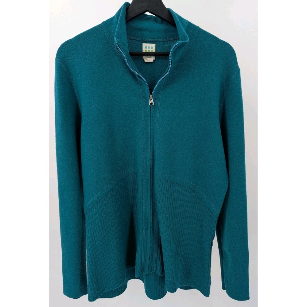 Title Nine Womens Teal Full Zip Merino Wool Blend Sweater Cardigan Size XL - Picture 5 of 10